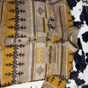 Womens Brown and Yellow Patterned Sweater size L